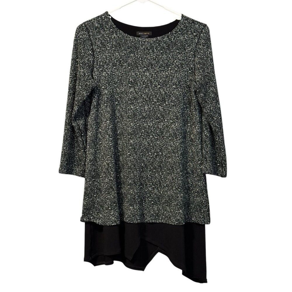 Eva Varro Tunic Shark‎ Bite Hem Size Small USA Made Modern Designer Career City